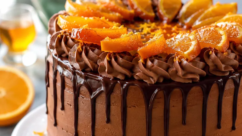 Chocolate Buttercream Cake with Orange Marmalade and Orange Liqueur