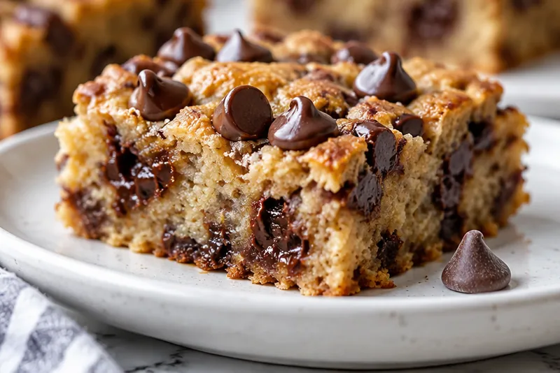 Chocolate Chip Banana Bars, ready to serve