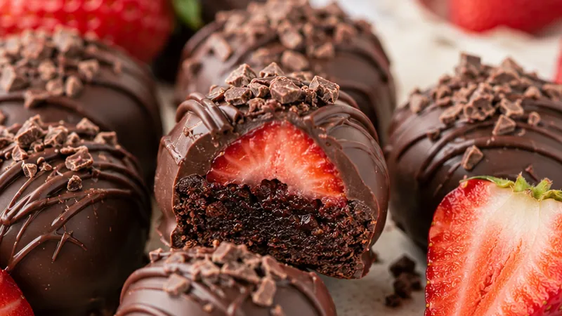 Chocolate-Covered Strawberry Brownie Bites