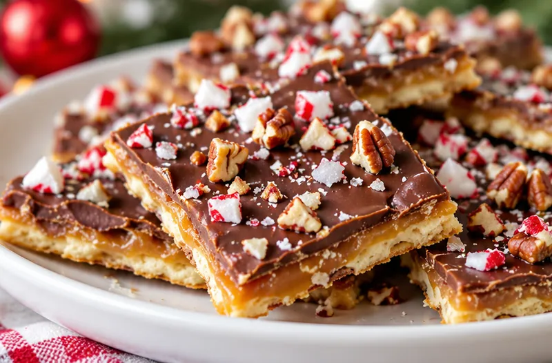 Christmas Crack Saltine Toffee, ready to serve
