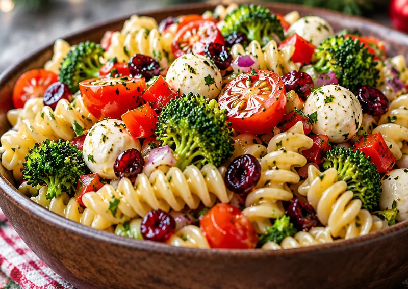 Christmas Pasta Salad, ready to serve