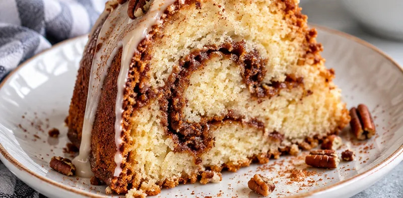 Cinnamon Swirl Bundt Cake Recipe, ready to serve