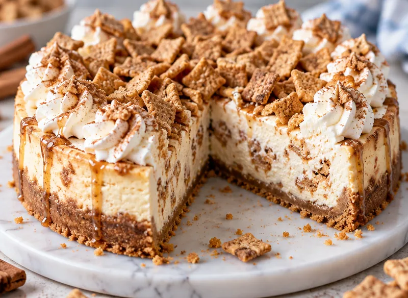 Cinnamon Toast Crunch Cheesecake Recipe, ready to serve