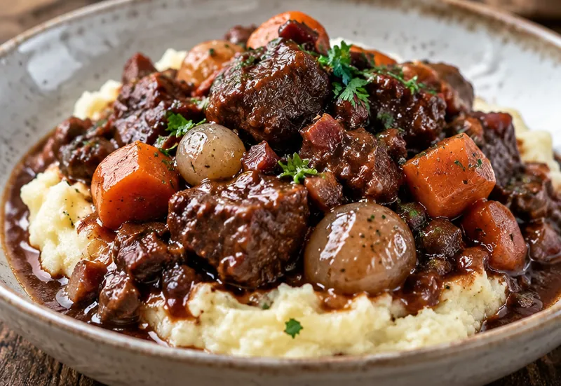 Classic Beef Bourguignon Recipe, ready to serve