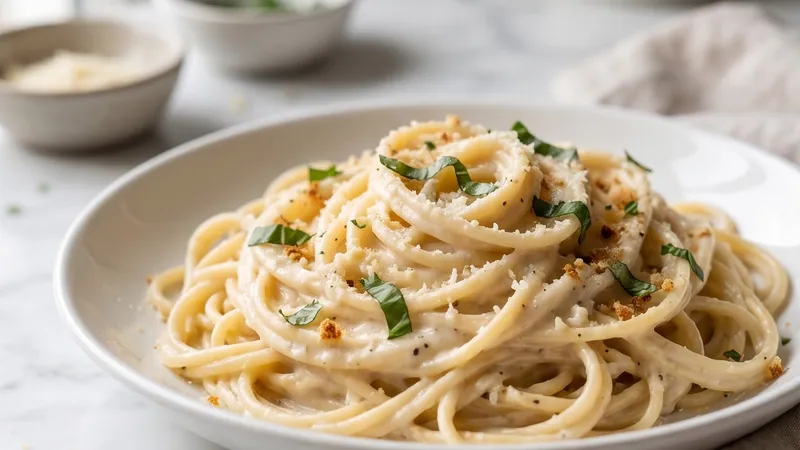 Classic Creamy Spaghetti with Garlic Parmesan Sauce