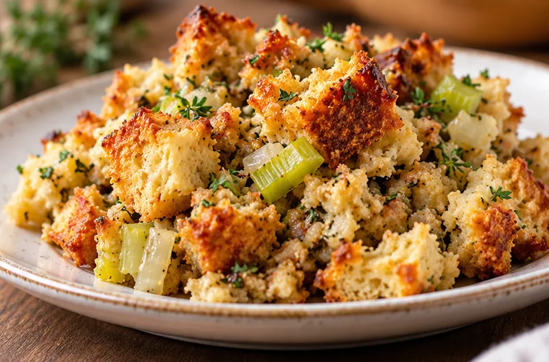 Classic Thanksgiving Stuffing, ready to serve