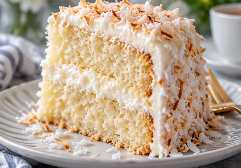 Coconut Cake with Glaze, ready to serve