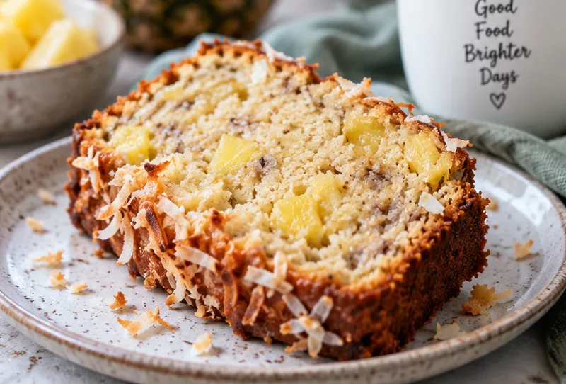Coconut Pineapple Banana Bread Recipe, ready to serve