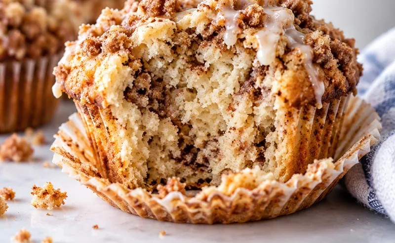Coffee Cake Muffins with Crumble Topping, ready to serve