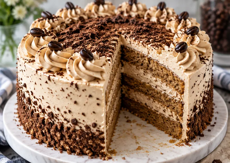 Coffee Cream Cake Recipe, ready to serve
