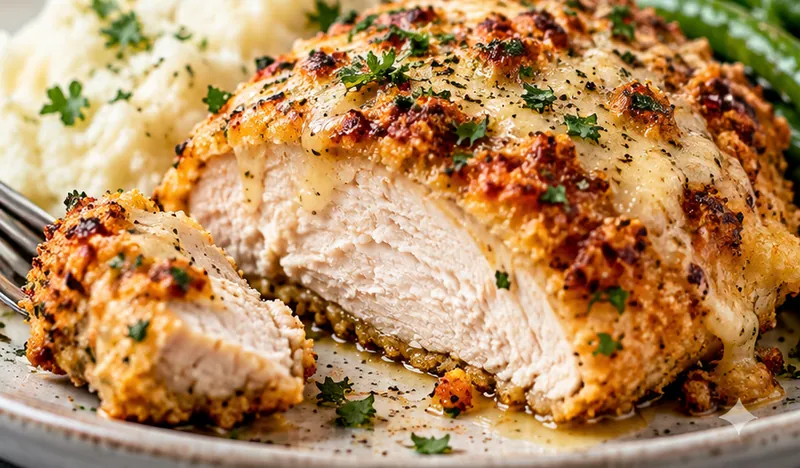 Copycat Longhorn Parmesan Crusted Chicken Recipe, ready to serve