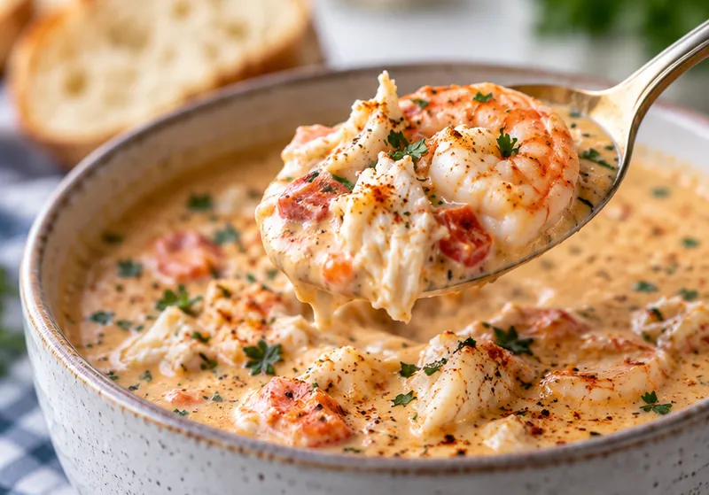 Crab and Shrimp Seafood Bisque Recipe, ready to serve
