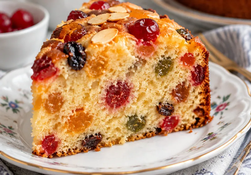 Creamy and Spongy Fruit Cake Recipe, ready to serve