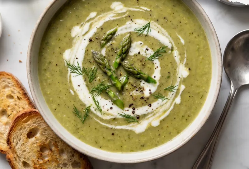 Creamy Asparagus Soup, ready to serve