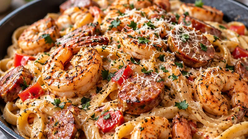 Creamy Cajun Shrimp Pasta with Sausage Recipe
