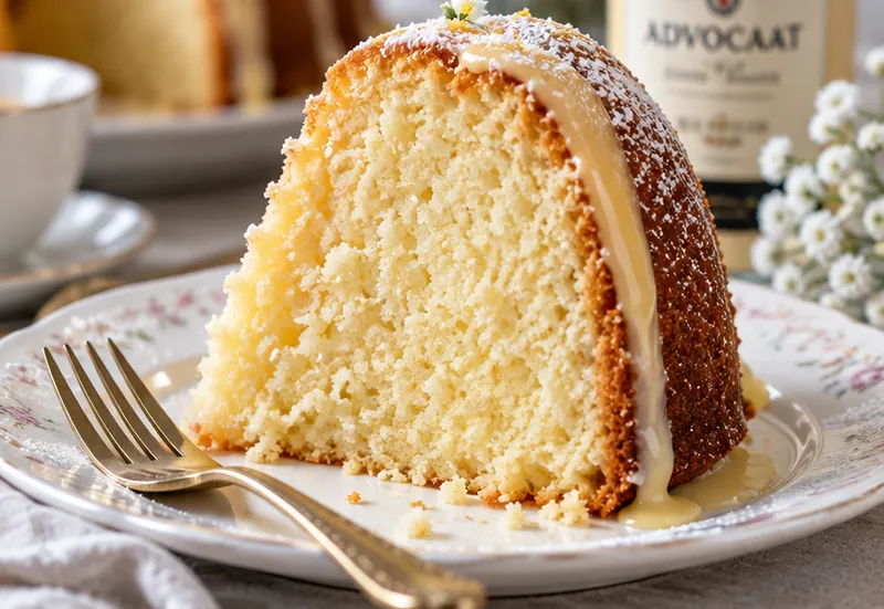 Creamy Egg Liqueur Cake, ready to serve