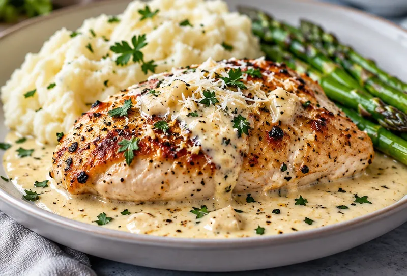 Creamy Garlic Parmesan Chicken Recipe, ready to serve