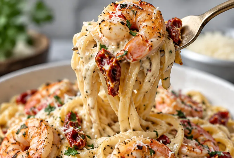 Creamy Marry Me Shrimp Pasta Recipe, ready to serve