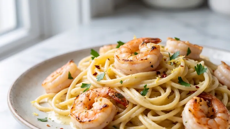 Creamy Shrimp Spaghetti with Lemon and Garlic