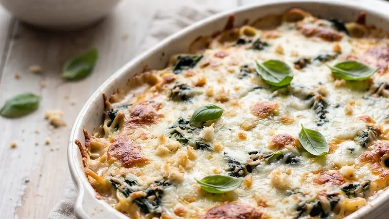 Creamy Spinach and Cheese Spaghetti Bake