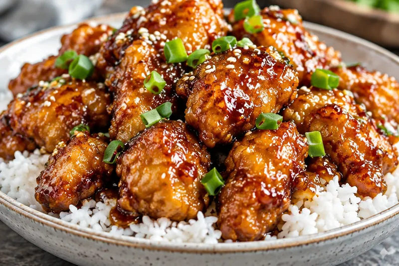 Crispy Chinese Honey Garlic Chicken, ready to serve