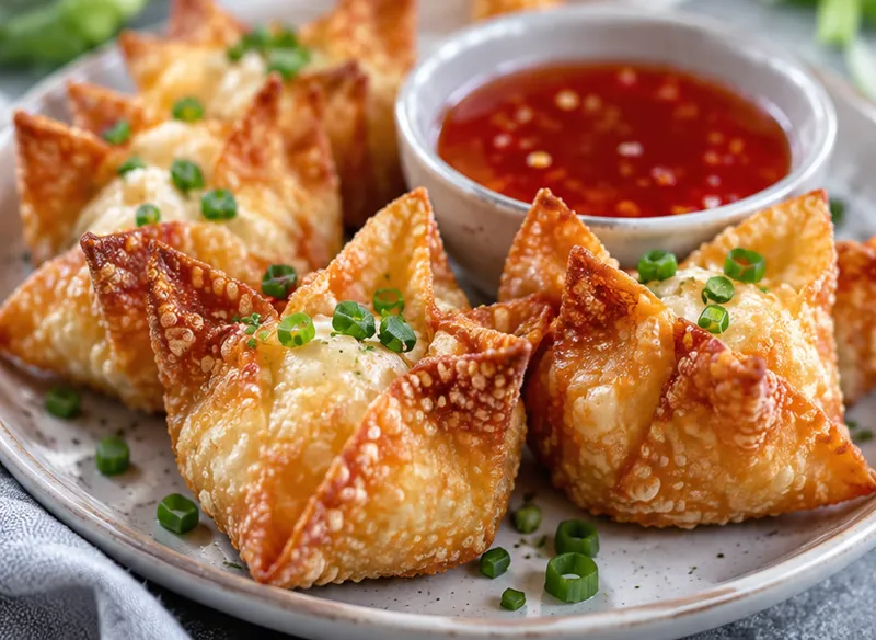 Crispy Crab Rangoons Recipe, ready to serve