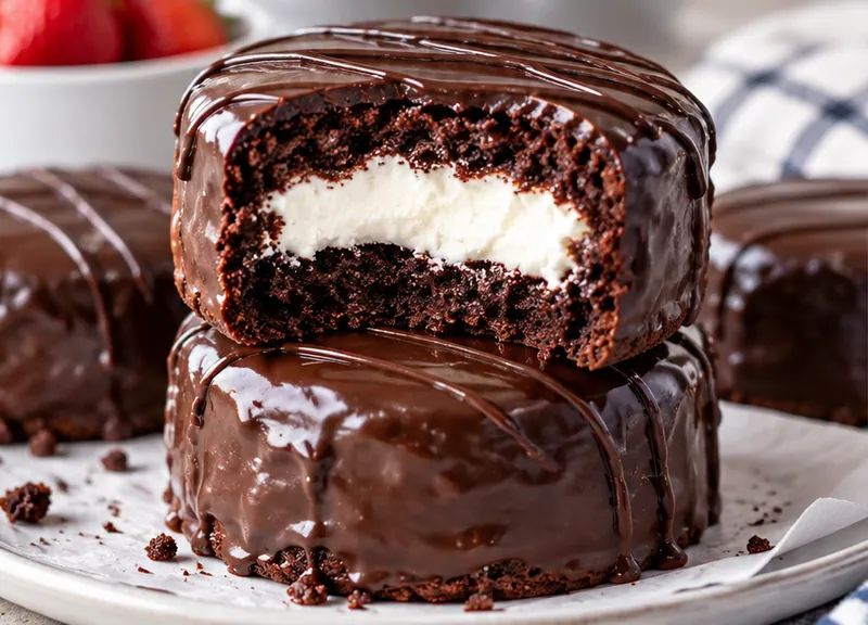 Ding Dong Cake with Cream Filling Recipe, ready to serve