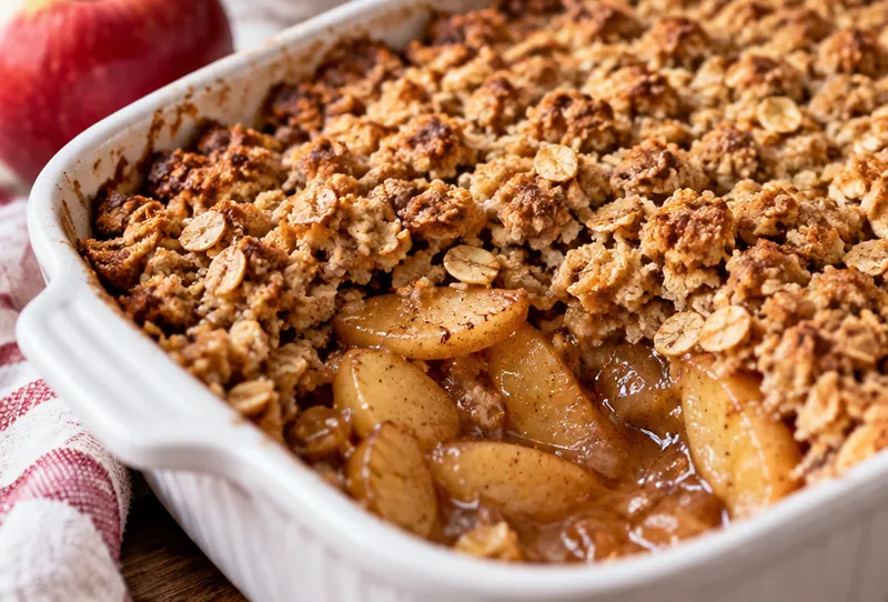 Easy Apple Crisp with Oat Crumble, ready to serve