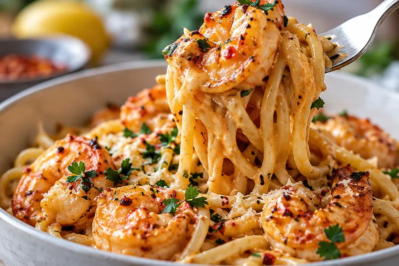 Easy Bang Bang Shrimp Pasta Recipe, ready to serve