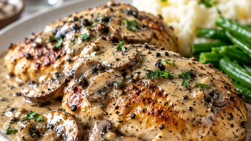 Easy Chicken au Poivre with Mushroom Sauce