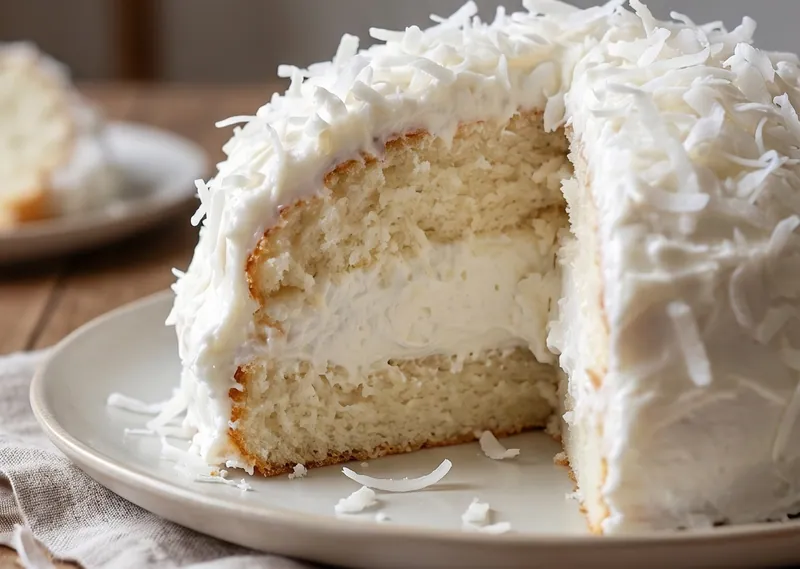 Coconut Cloud Cake, ready to serve