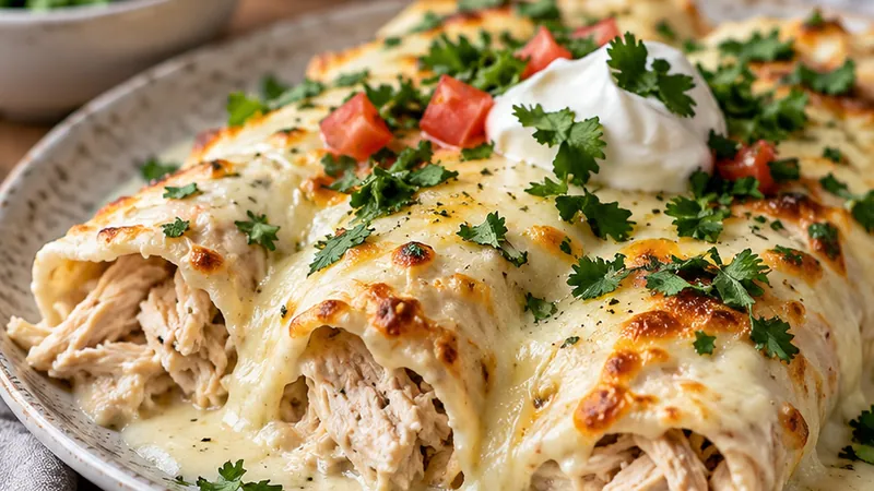 Easy Creamy White Chicken Enchiladas