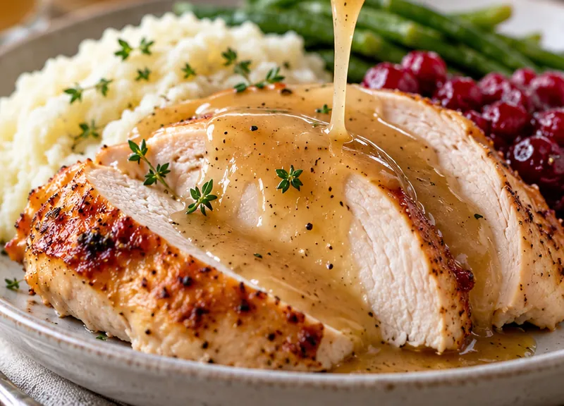 Easy Homemade Turkey Gravy, ready to serve