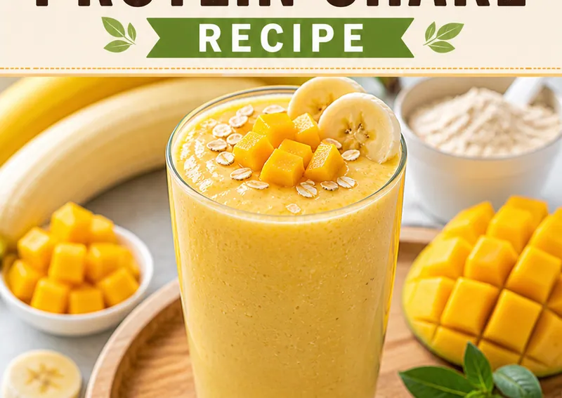 Mango Banana Protein Shake, ready to serve