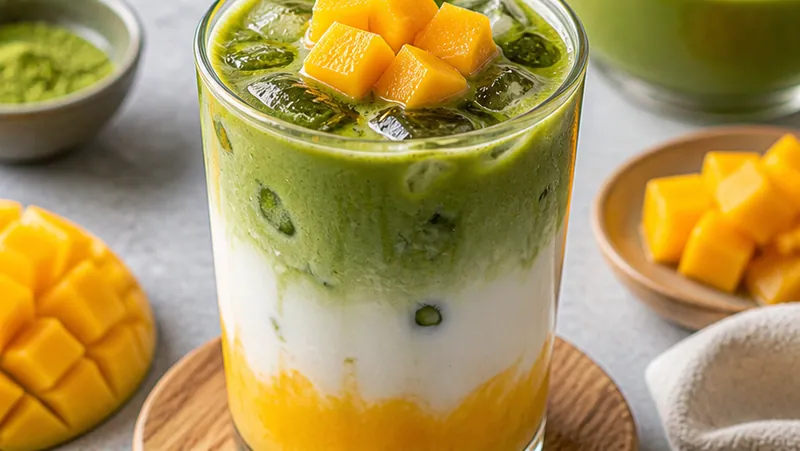 Mango Matcha Latte, ready to serve