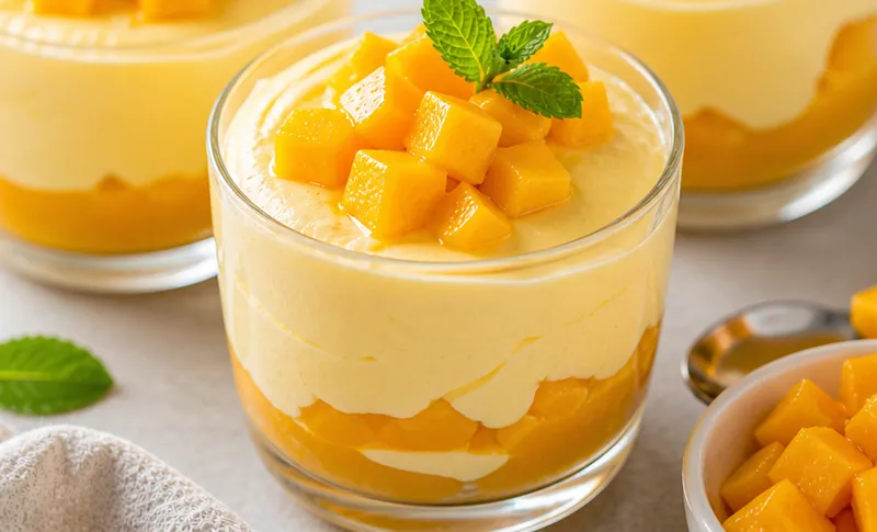 Mango Mousse (Light & Airy), ready to serve