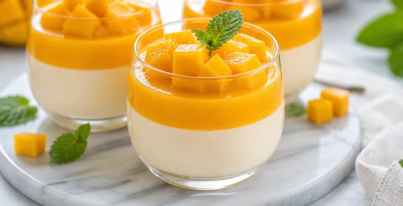Mango Panna Cotta, ready to serve