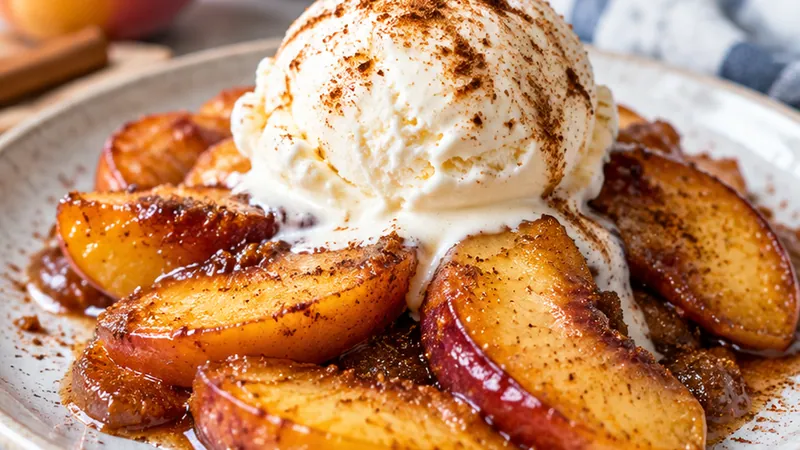 Easy Pan Fried Peaches with Sugar and Cinnamon
