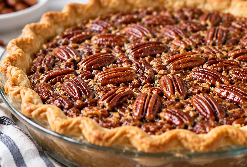 Easy Pecan Pie, ready to serve