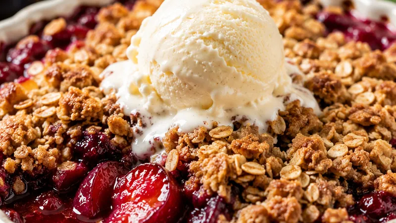 Easy Plum Crisp with Cinnamon Oat Topping