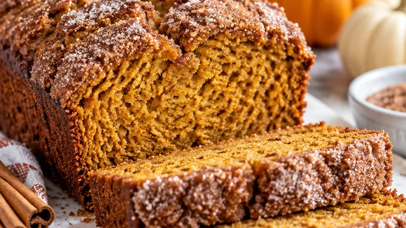 Easy Pumpkin Bread Recipe with Cinnamon Sugar Topping