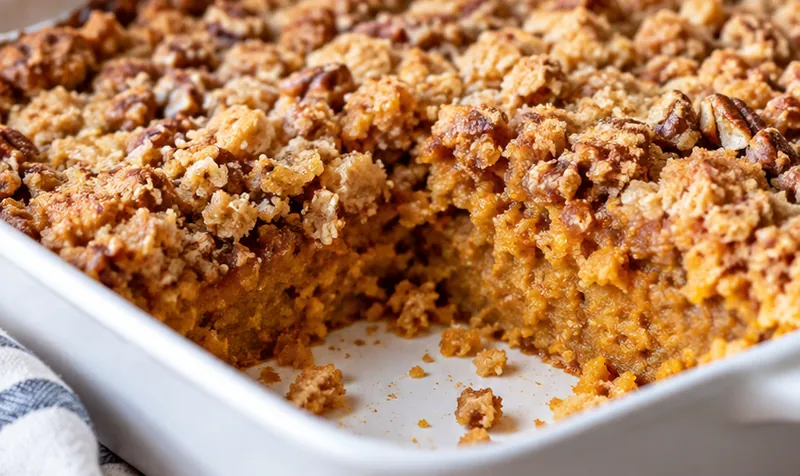 Easy Pumpkin Dump Cake for a Crowd, ready to serve