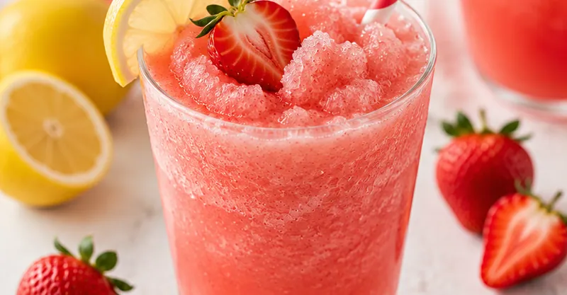 Strawberry Lemonade Slushie, ready to serve