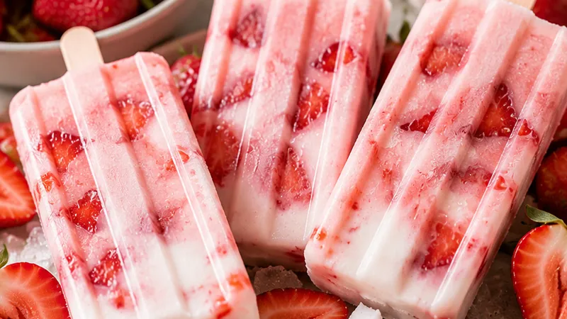 Strawberry Popsicles with Coconut Milk