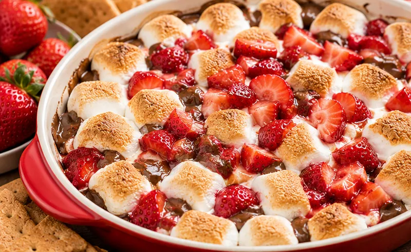Strawberry S'mores Dip, ready to serve