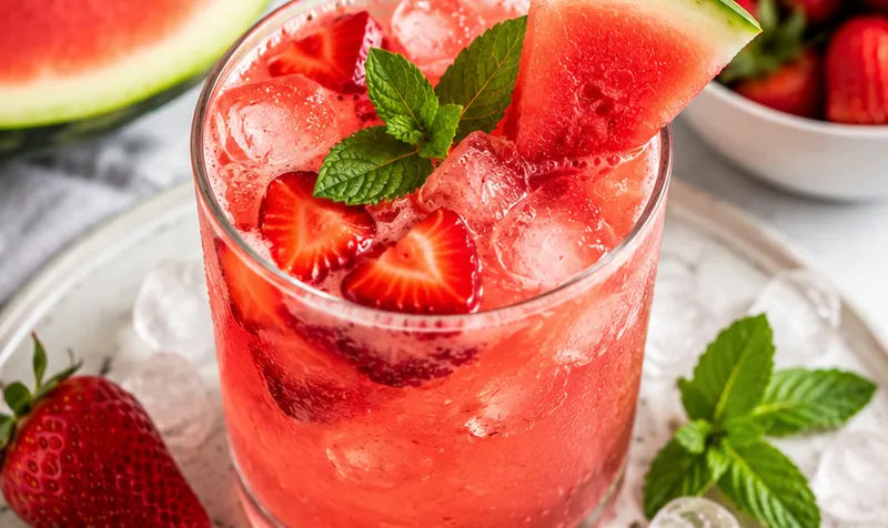Strawberry Watermelon Summer Cooler, ready to serve