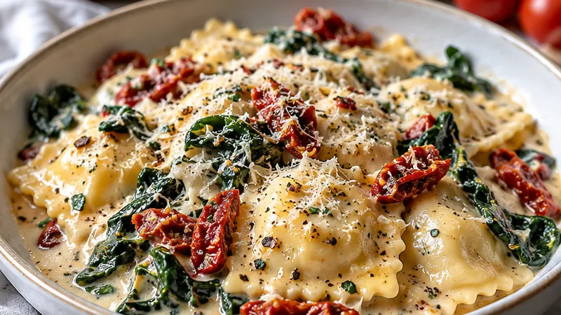 Easy Weeknight Creamy Tuscan Ravioli Recipe