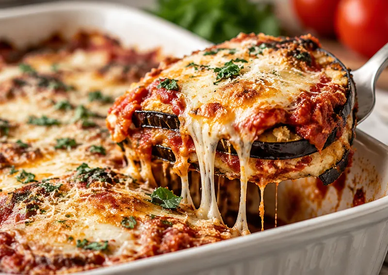 Eggplant Parmesan Recipe, ready to serve