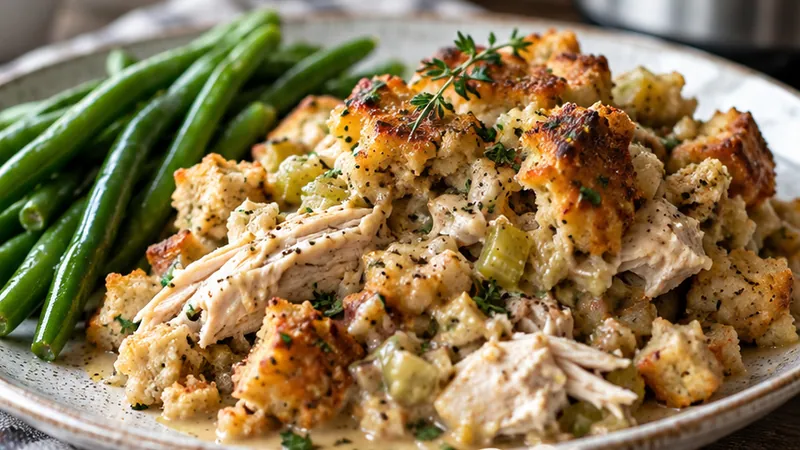 Fall Crockpot Chicken and Stuffing