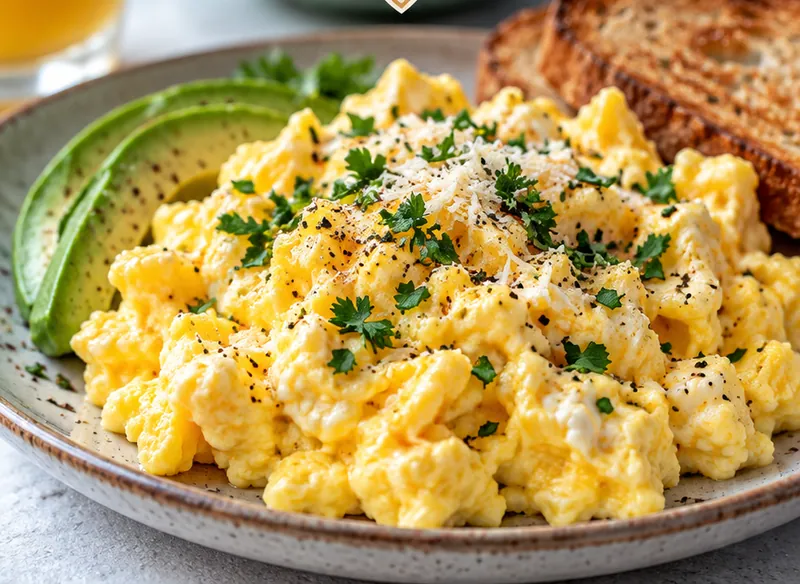 Fluffy Scrambled Eggs Recipe, ready to serve
